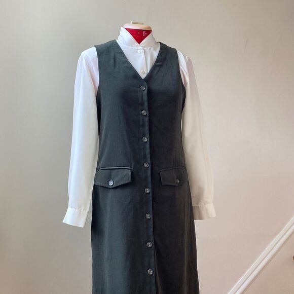 Talbots Olive Green Maxi Dress/Vest - Picture 5 of 12